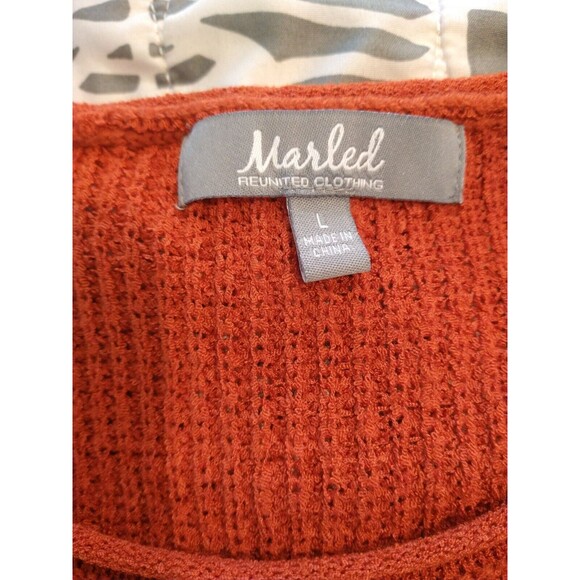 Marled Reunited Clothing Women's Knit Tank Top Size L Ribbed Red Orange - Picture 7 of 11